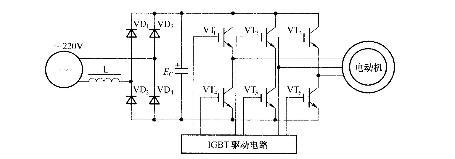 变频器的控制驱动主电路的原理图